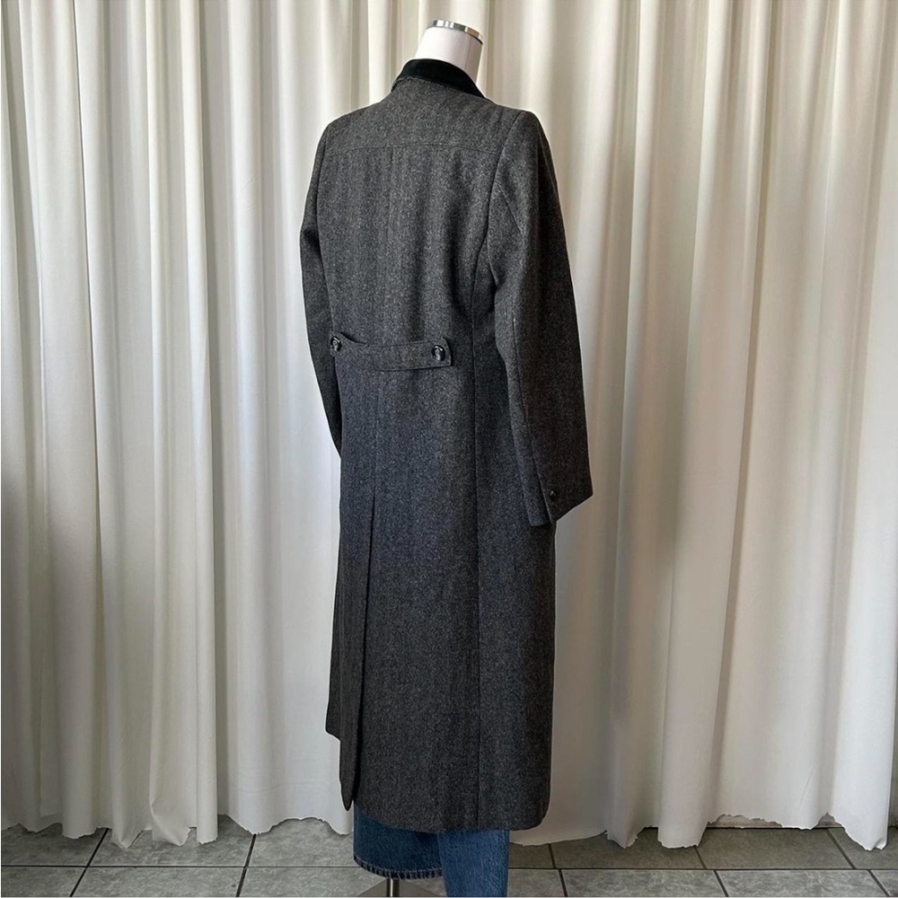 VTG 80s Double Breasted Mister Coats by David Baker Wool Herringbone Overcoat. - Picture 5 of 9